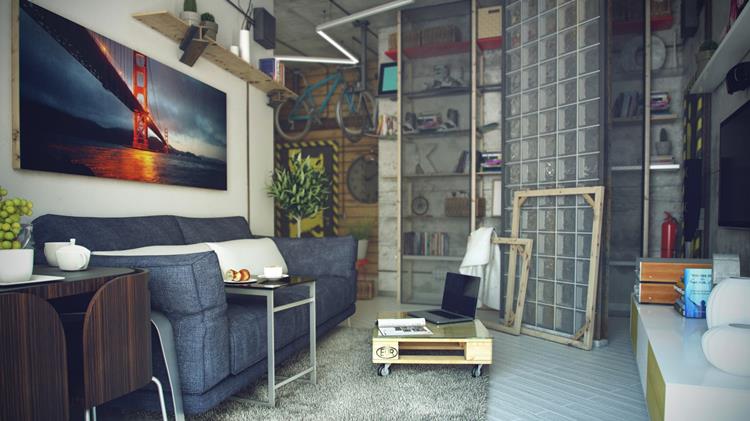 Casual Loft Style Living interior design Maxim Zhukov living room