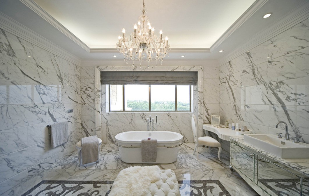 Villa luxury bathroom interior design by European style