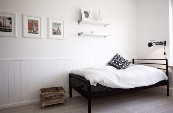 simple kids room black bed frame